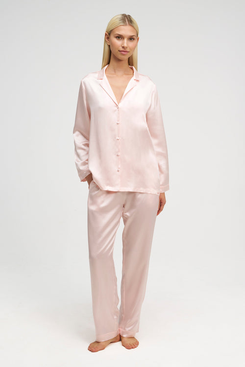 Ensemble Pyjama en Soie Premium — Rose Lait Doré & Rose