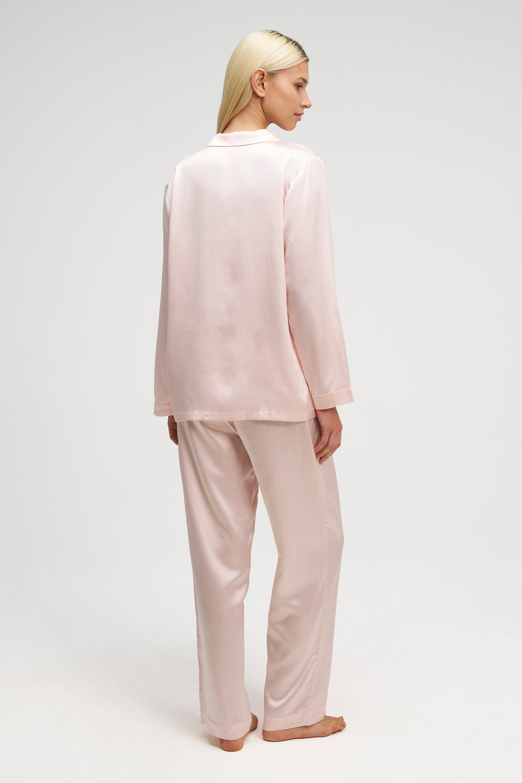 Ensemble Pyjama en Soie Premium — Rose Lait Doré & Rose