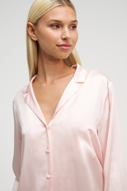 Ensemble Pyjama en Soie Premium — Rose Lait Doré & Rose
