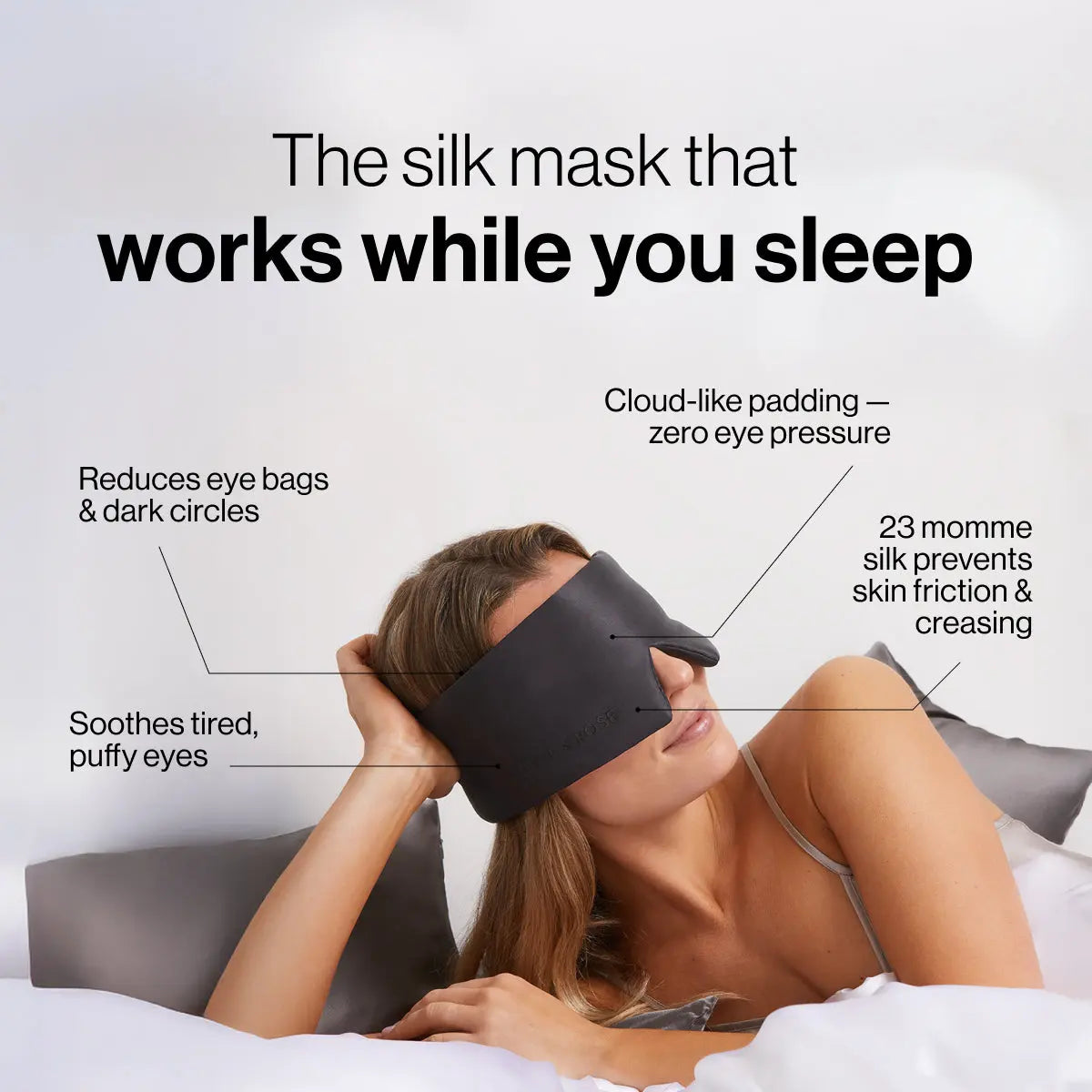 Masque de Nuit en Soie — Noir Doré & Rose